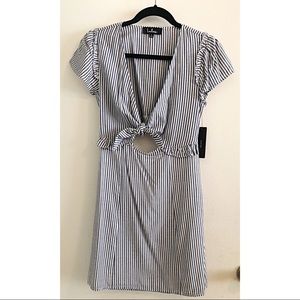 Lulu’s White striped dress with peek-a-boo cut out